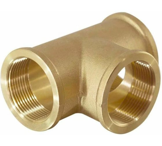 Изображение товара Тройник латунный ViEiR 3/4 гайка × 1/2 гайка × 3/4 гайка TF434