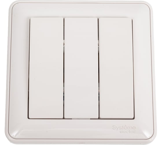 Изображение товара 3-клавишный выключатель Systeme Electric скрытой проводки W59 10А IP20 10AX в сборе белый VS0510-351-18