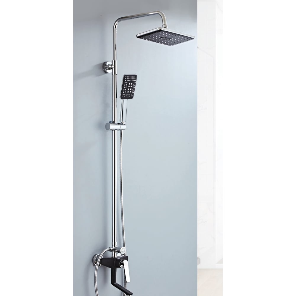 Изображение товара Душевая система однорычажная ViEiR с верхним и ручным душем V333562-C черный хром