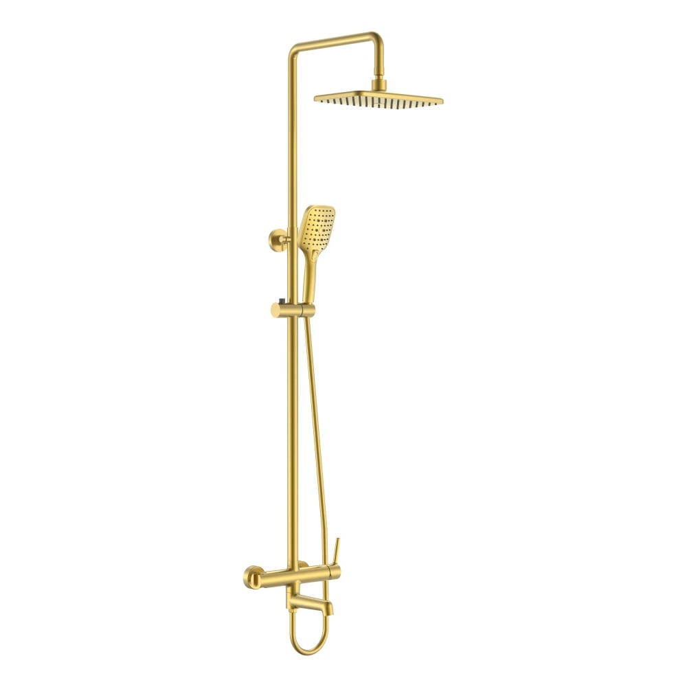 Изображение товара Душевая система ViEiR однорычажная латунь матовое золото с верхним душем и ручной лейкой