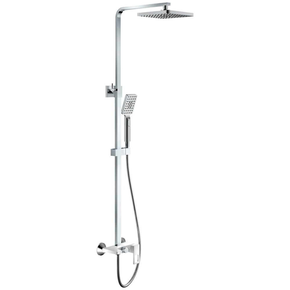 Изображение товара Душевая система однорычажная ViEiR белый хром верхний и ручной душ