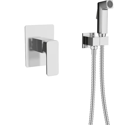 Изображение товара Комплект скрытого монтажа для биде ViEiR квадратный латунь хром гигиенический душ с лейкой и шлангом V113551