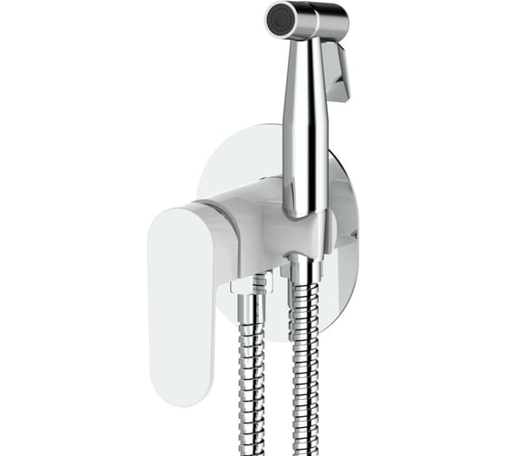 Изображение товара Комплект скрытого монтажа для биде ViEiR овальная панель белый Смеситель и гигиеническая лейка V283551-F