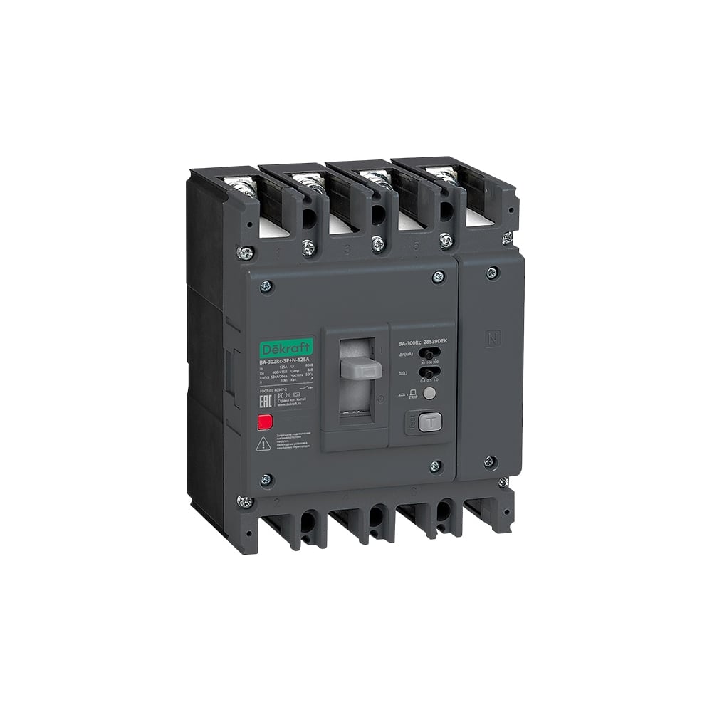 Изображение товара Силовой автоматический выключатель Dekraft ВА-302Rc 3P+N 32 А 50 кА