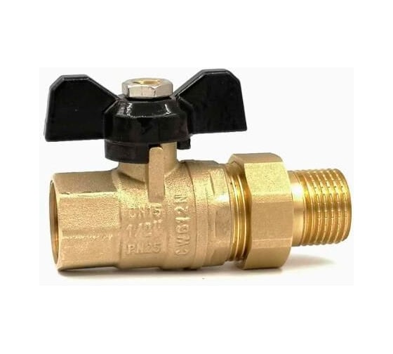 Изображение товара Кран шаровой газовый жёлтый ViEiR с американкой 1 для подключения газовых и водяных магистралей VR104-03