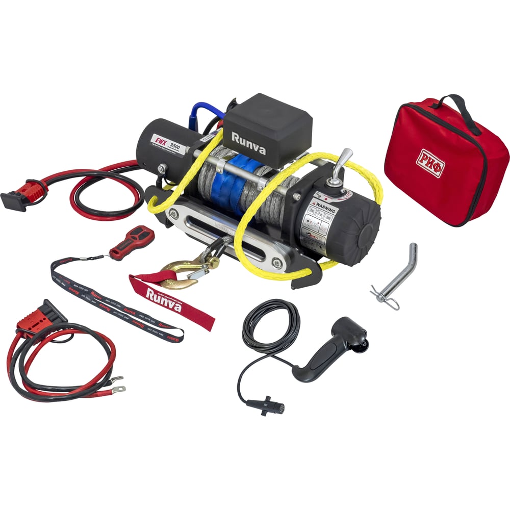 Изображение товара Переносная автомобильная лебедка РИФ 9500SR EWX9500SR-KIT3 мощность 4.3 т синтетический трос