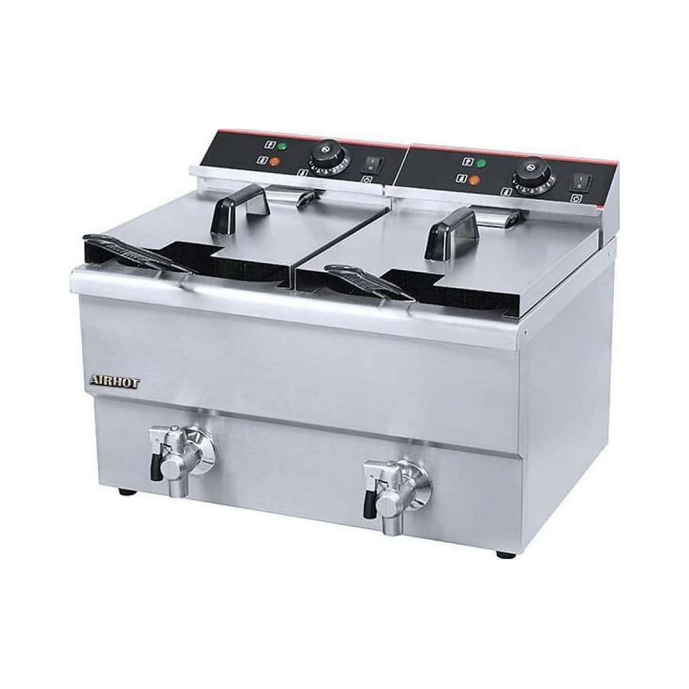 Изображение товара Фритюрница Airhot ef10t+10t с краном 20л настольная нержавеющая сталь
