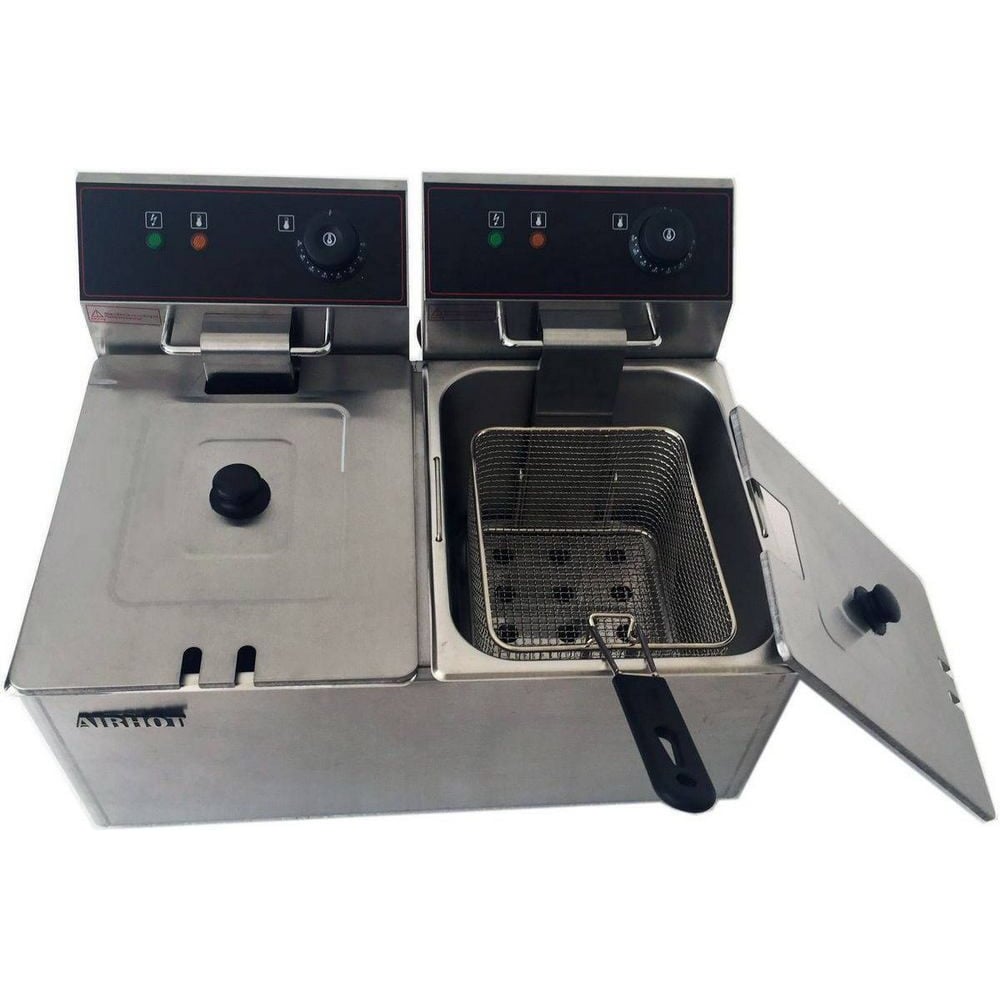 Изображение товара Фритюрница Airhot ef10+10 a0699 с нержавеющей ванной и объемом 20 литров