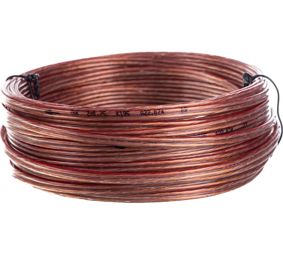 Изображение товара Акустический кабель Cablexpert прозрачный, 2x0.75мм2, медь, 15м, с красн.пол., бухта, CC-TC2x0,75-15M