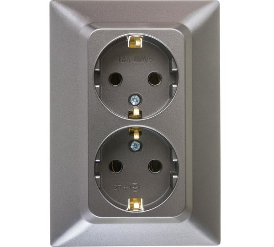 Изображение товара Розетка NE-AD 2-гнезда с заземлением, 16А, 250В, Aras, Графит, 93-121-85