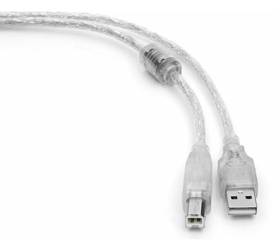 Изображение товара Кабель Cablexpert USB2.0 Pro, AM/BM, 0.75м, экранированный, ферритовое кольцо, прозрачный CCF-USB2-AMBM-TR-0.75M