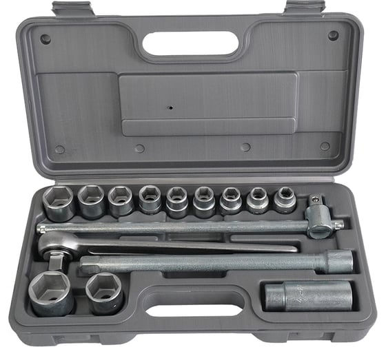 Изображение товара Набор торцовых головок НИЗ Шоферский инструмент №2В, сталь 40Х, 1/2, в пластиковом кейсе, 15 предметов 57090025