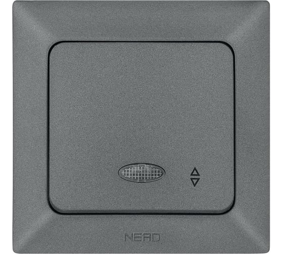 Изображение товара Проходной выключатель NE-AD 1 клавиша с подсветкой, 10А, 250В, Aras, Графит 1/12/120, 93-121-05-I