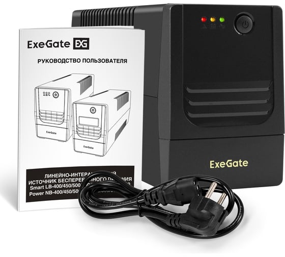 Изображение товара Источник бесперебойного питания ExeGate Power NB-600.LED.AVR.4C13 600VA/360W, LED, AVR, 4 C13, батарея 12V 7.2Ah, Black 299749