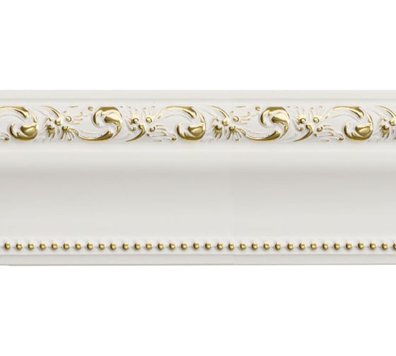 Изображение товара Молдинг стеновой ударопрочный влагостойкий белый с золотом Decor-Dizayn 59x21x2400 мм 161-115G