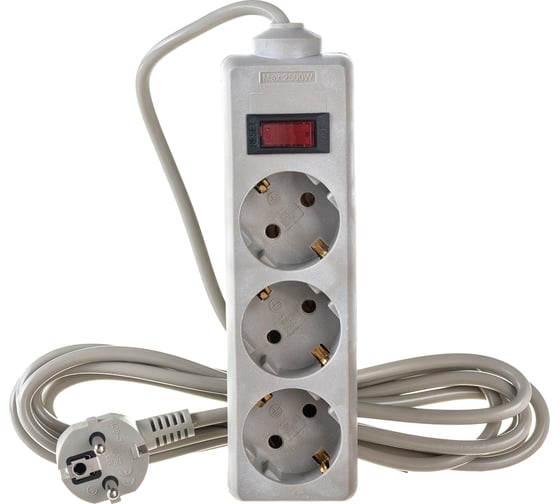 Изображение товара Сетевой фильтр ExeGate SP-3-3G 3-евро, с заземлением, 3м, защита от перегрева, выключатель, с подсветкой, серый 221180