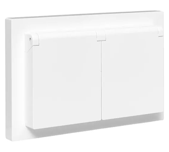 Изображение товара Механизм розетки EKF двойной, 16А, IP44, с заземлением, со шторками, с рамкой, с крышками, графит Эпика UP1-SOG-211-44