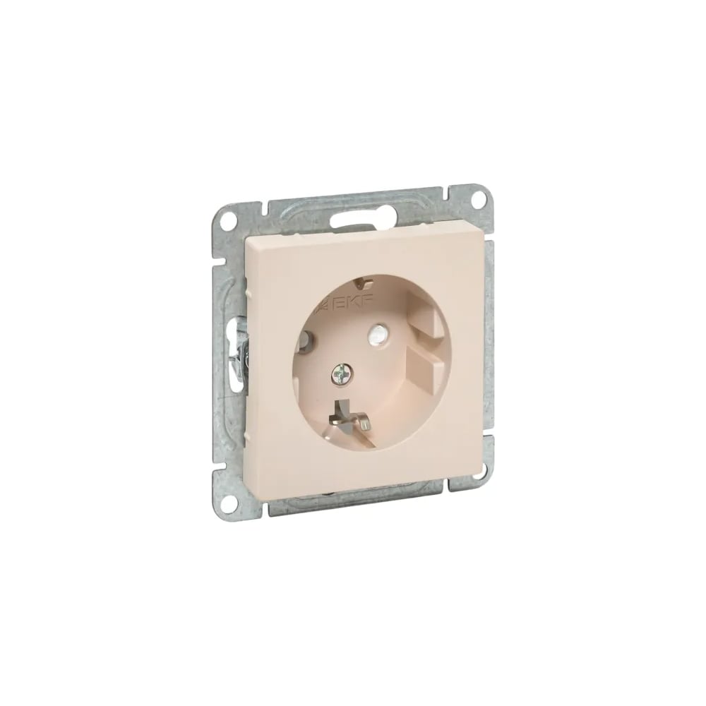 Изображение товара Механизм розетки EKF 16А с заземлением и защитными шторками кремовый