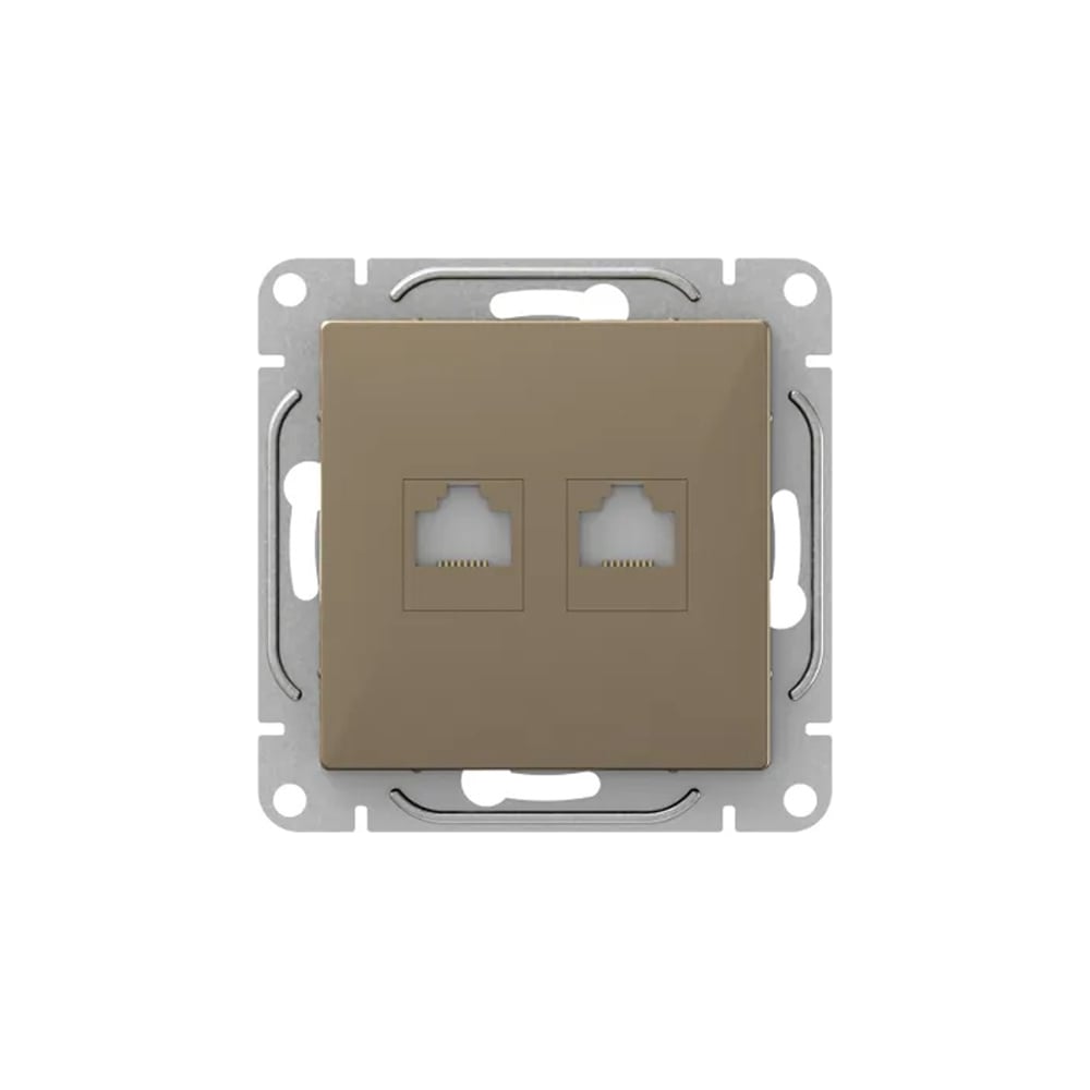 Изображение товара Механизм розетки EKF RJ45 2гнезда Cat5 шампань Эпика UP1-SOC-2RJ45-5