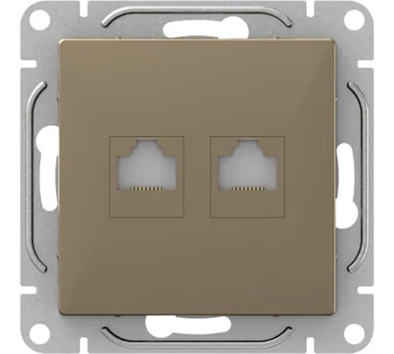 Изображение товара Механизм розетки EKF RJ45 - 2шт, (cat5), шампань Эпика UP1-SOC-2RJ45-5