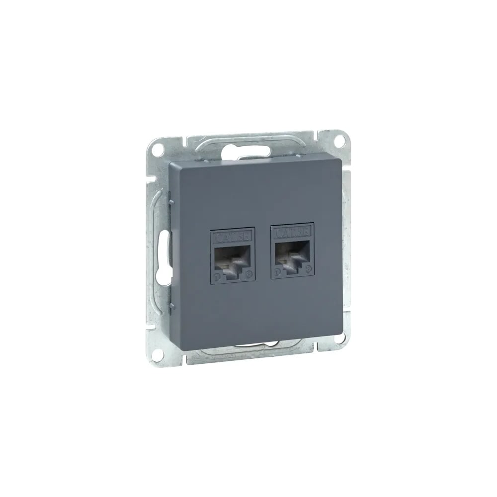 Изображение товара Механизм розетки RJ45 2 шт кат5 графит Эпика UP1-SOG-2RJ45-5