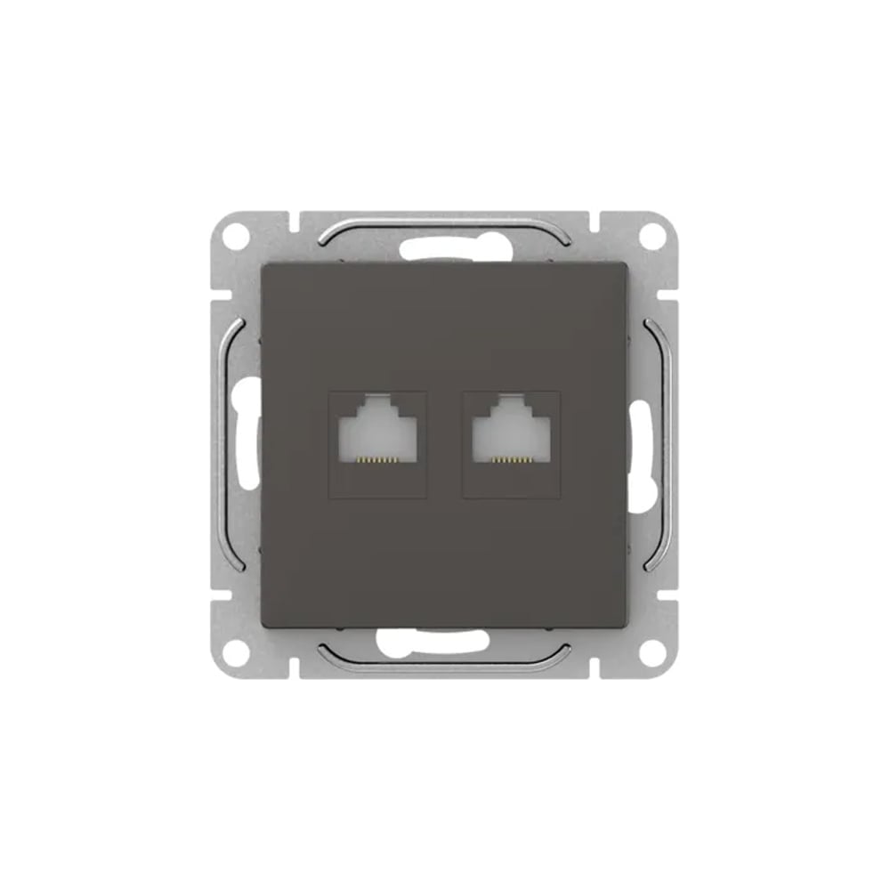 Изображение товара Механизм розетки RJ45 2 шт мокко для домашней и офисной сети
