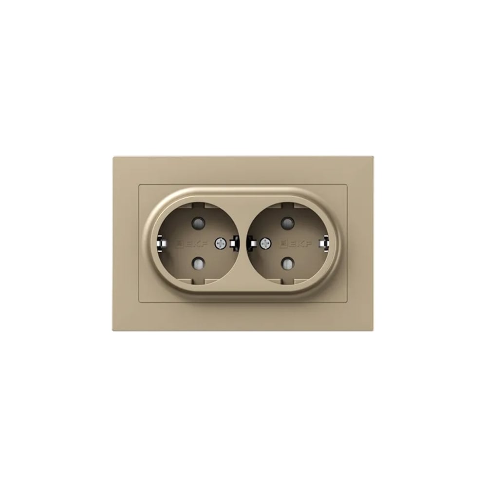 Изображение товара Механизм розетки EKF двойной 16А с заземлением защитными шторками шампань