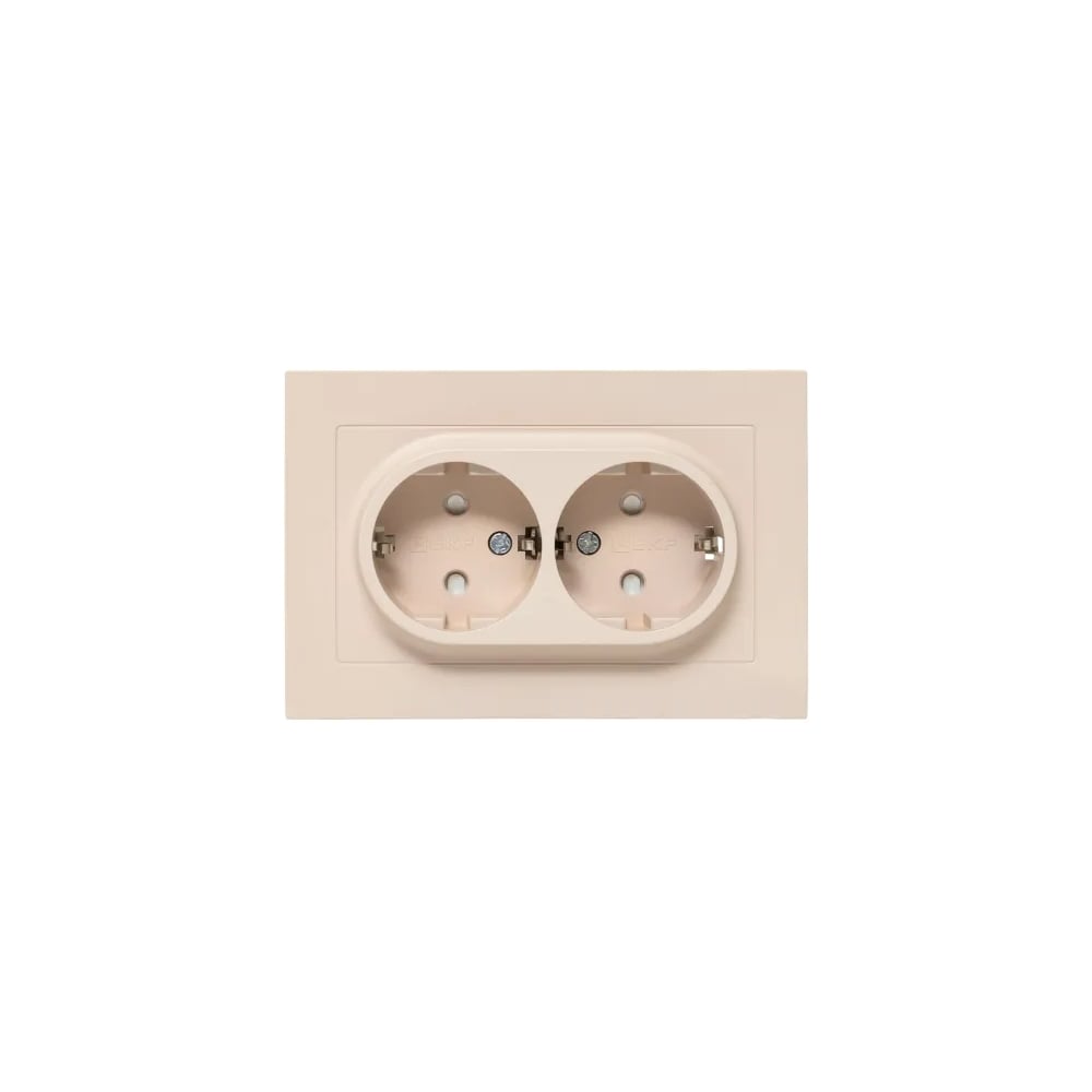 Изображение товара Механизм розетки EKF двойной 16А с заземлением защитными шторками кремовый