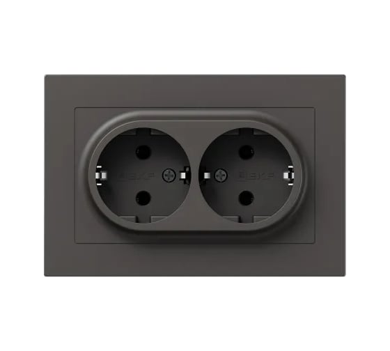 Изображение товара Механизм розетки EKF двойной, 16А, с заземлением, без шторок, с рамкой, мокко Эпика UP1-SOM-210