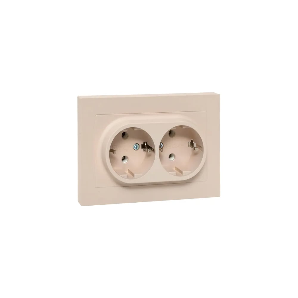 Изображение товара Механизм двойной розетки EKF с заземлением, 16А, кремовый, серия Эпика