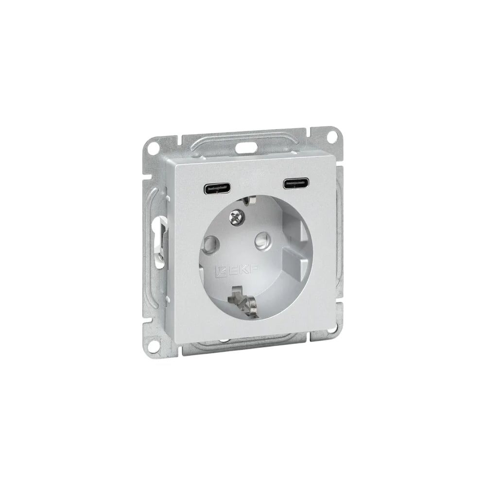 Изображение товара Механизм розетки EKF с USB-C 2 шт, алюминий, IP20, скрытый монтаж