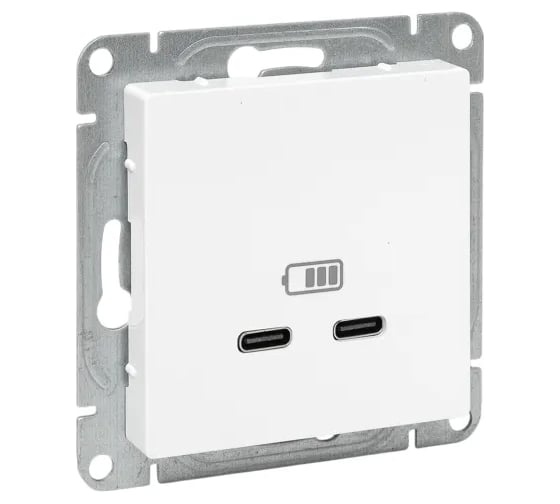 Изображение товара Механизм розетки EKF USB-C - 2шт, белый Эпика UP1-SOW-2USBC