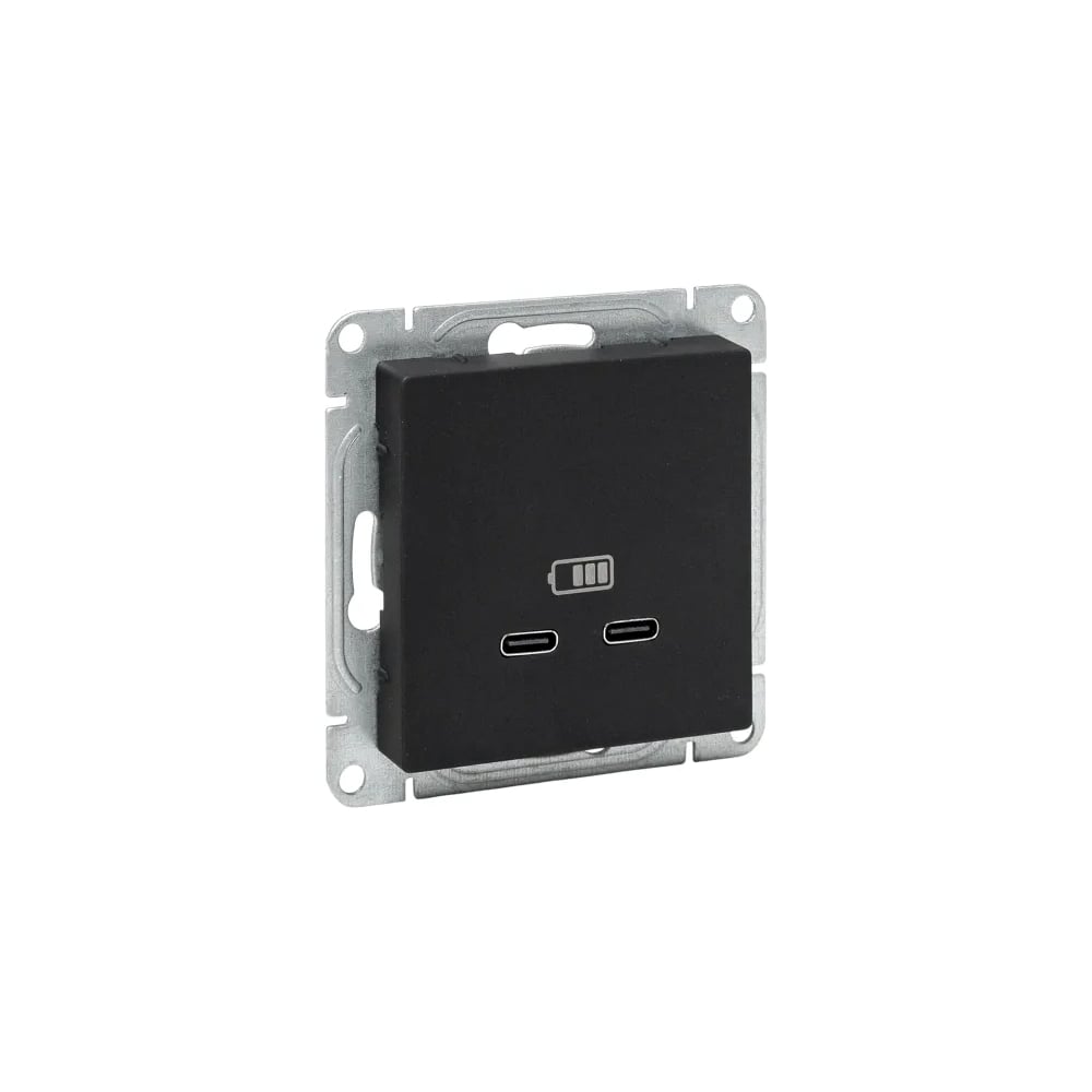 Изображение товара Механизм розетки EKF USB-C - 2шт, чёрный Эпика UP1-SOB-2USBC