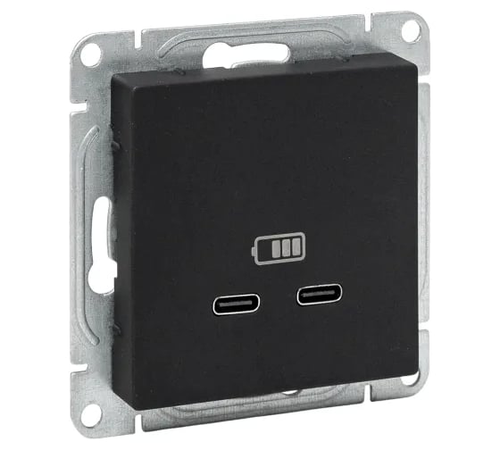 Изображение товара Механизм розетки EKF USB-C - 2шт, чёрный Эпика UP1-SOB-2USBC
