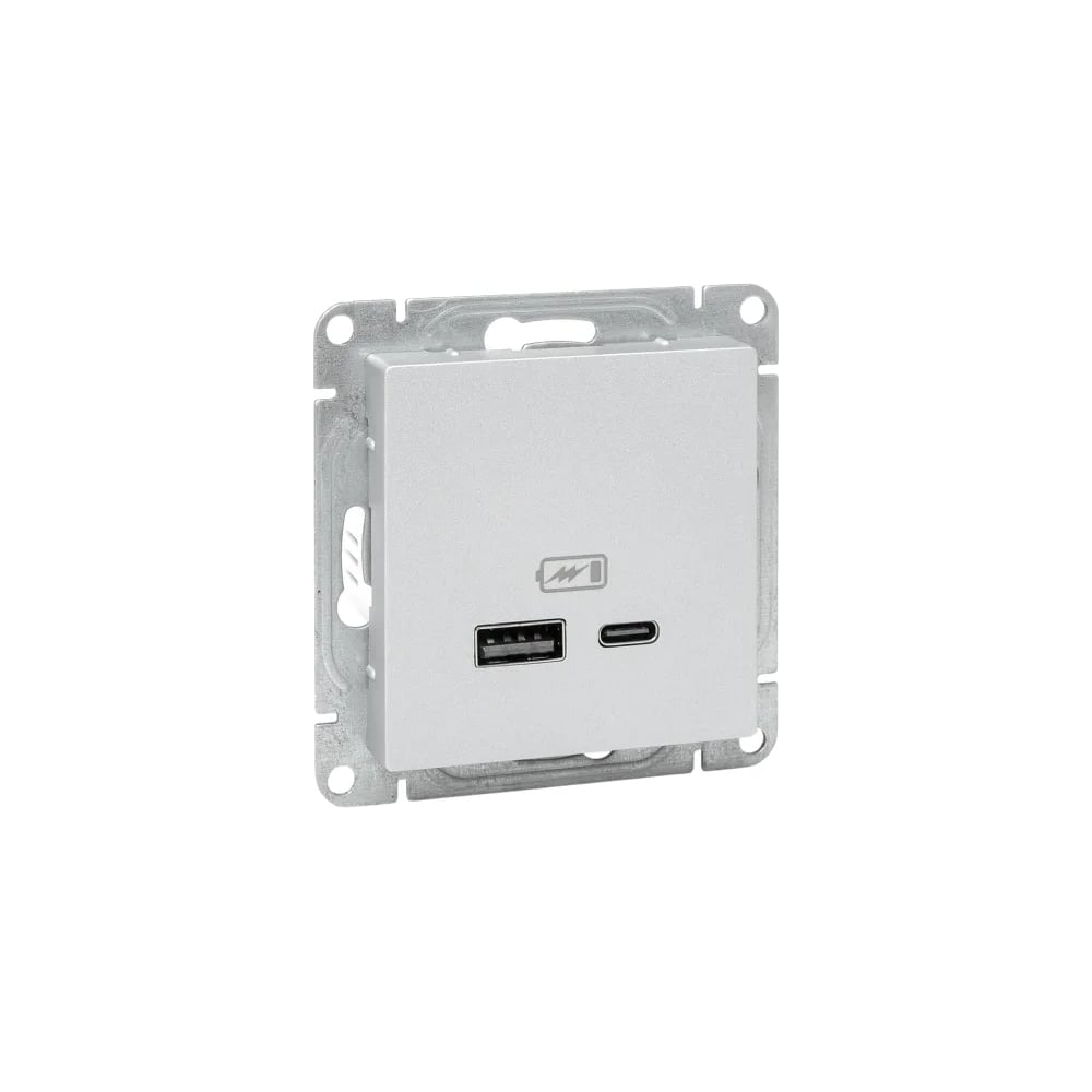 Изображение товара Механизм розетки EKF USB-A+С алюминий Эпика UP1-SOA-USBA+USBC