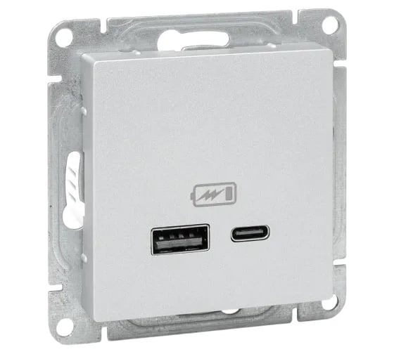 Изображение товара Механизм розетки EKF USB-A+С, алюминий Эпика UP1-SOA-USBA+USBC