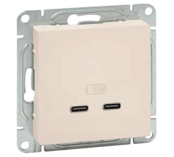 Изображение товара Механизм розетки EKF USB-C - 2шт, кремовый Эпика UP1-SOI-2USBC