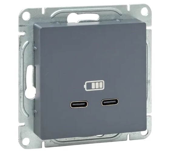 Изображение товара Механизм розетки EKF USB-C - 2шт, графит Эпика UP1-SOG-2USBC