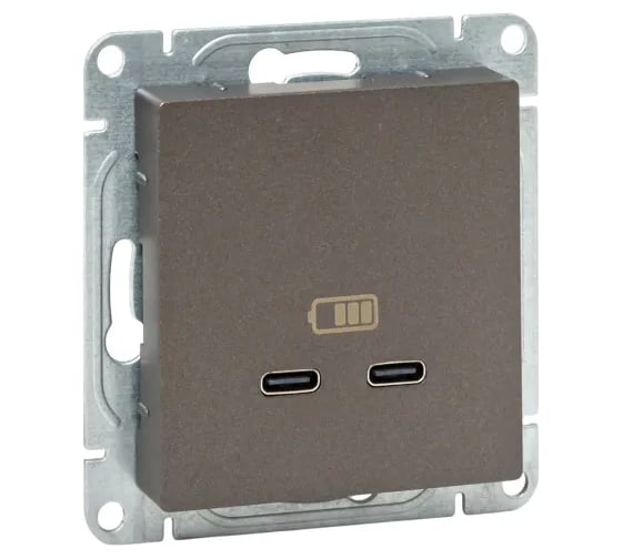 Изображение товара Механизм розетки EKF USB-C - 2шт, мокко Эпика UP1-SOM-2USBC