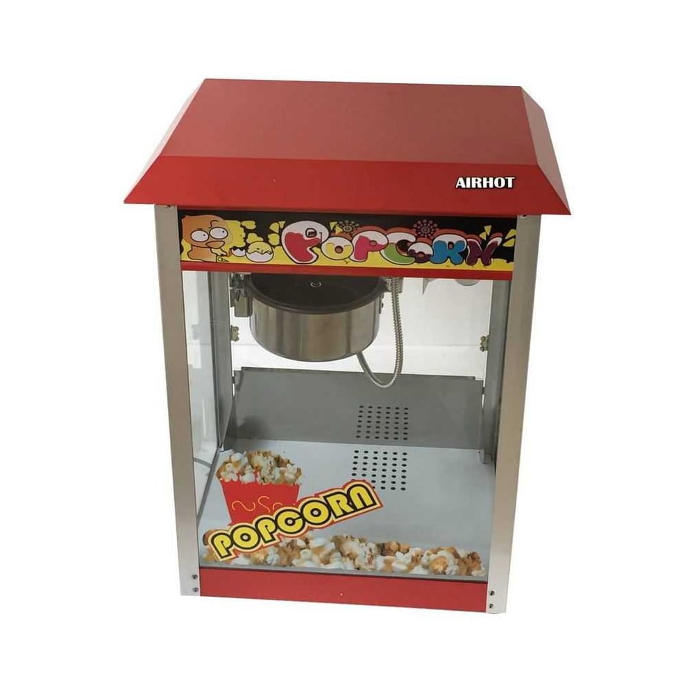 Изображение товара Аппарат для поп-корна Airhot pop-6 40824 настольный алюминиевый красный