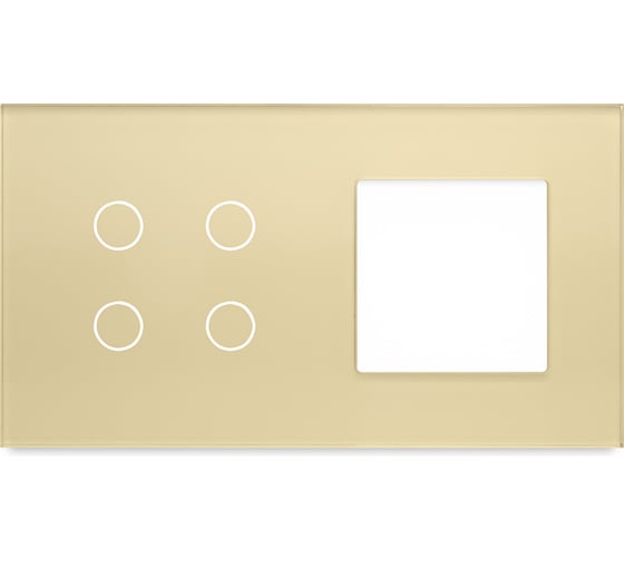 Изображение товара Рамка для сенсорного выключателя с гнездом, золотая, 2 поста, 4 кнопки + 1 гнездо, стекло, модуль Vell 1379109