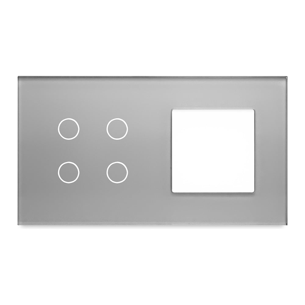 Изображение товара Рамка для сенсорного выключателя с гнездом Vell 1379108 серая 2 поста стекло