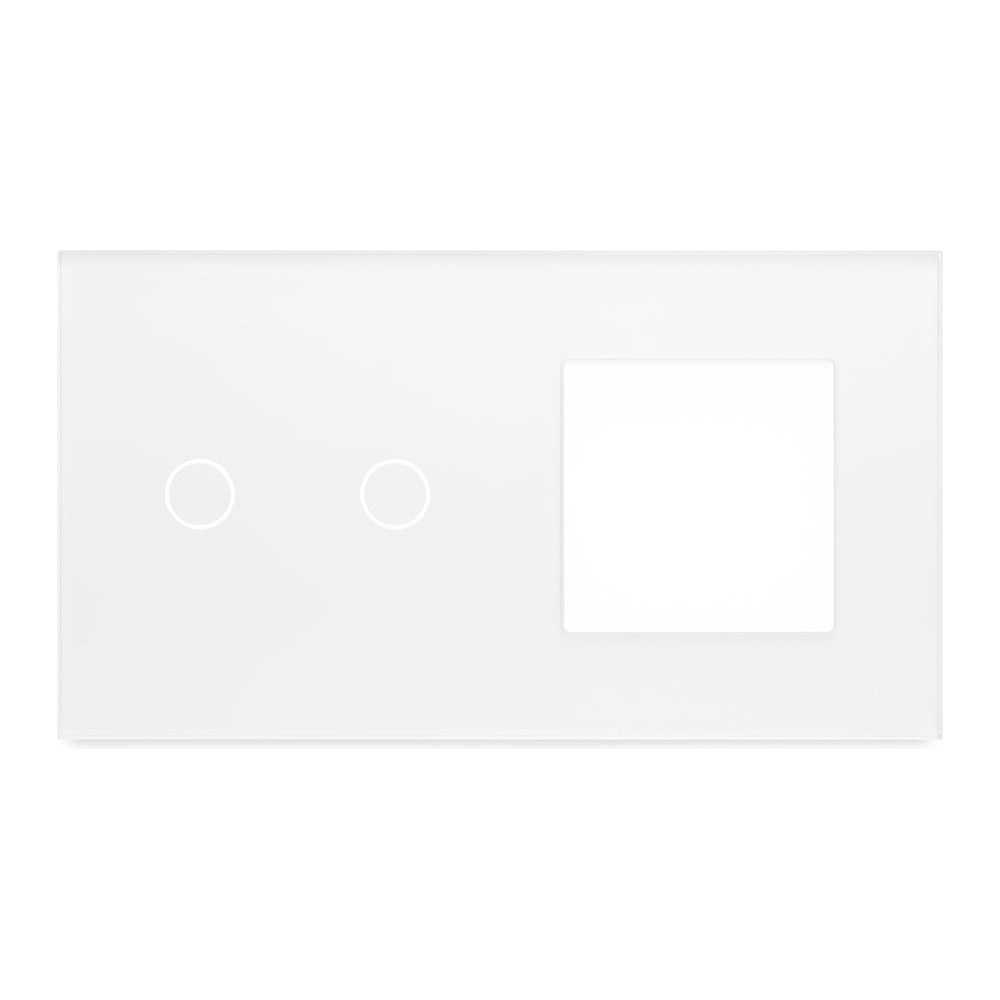 Изображение товара Рамка Vell для сенсорного выключателя с гнездом белая 2 поста стекло