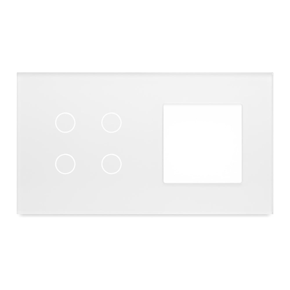 Изображение товара Рамка для сенсорного выключателя Vell 1379106 белая 2 поста 4 кнопки + гнездо
