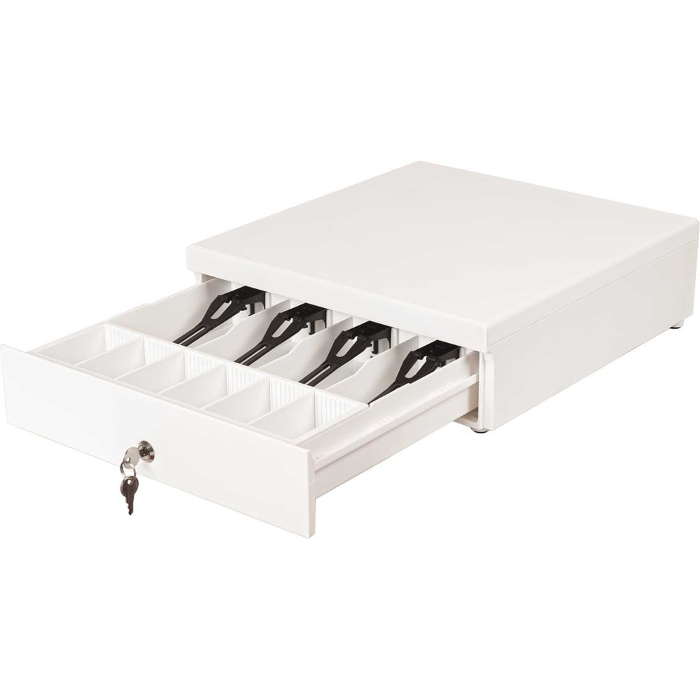 Изображение товара Денежный ящик МЕХЭЛЕКТРОН-М H340 белый металлический с ключевым замком