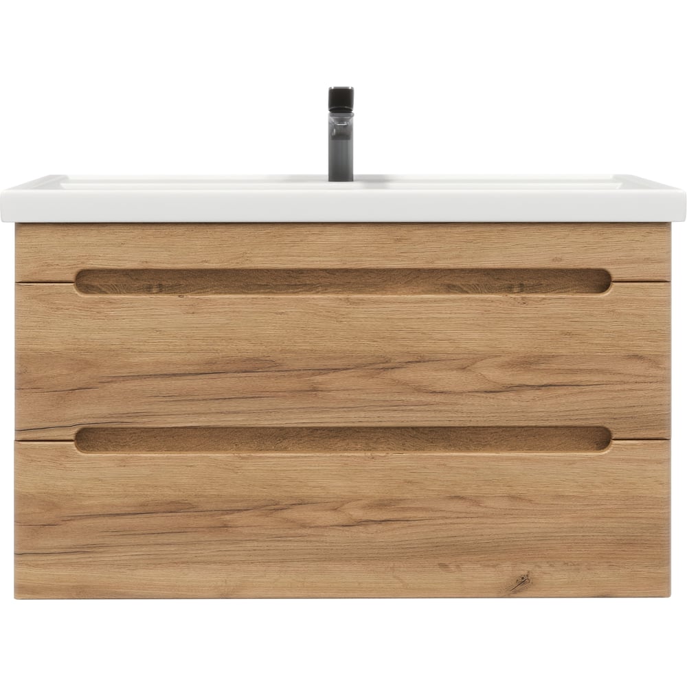 Изображение товара Тумба с раковиной RUVANN AQVI 100 + Фостер 100 современная ванная подвесная белая дуб крафт