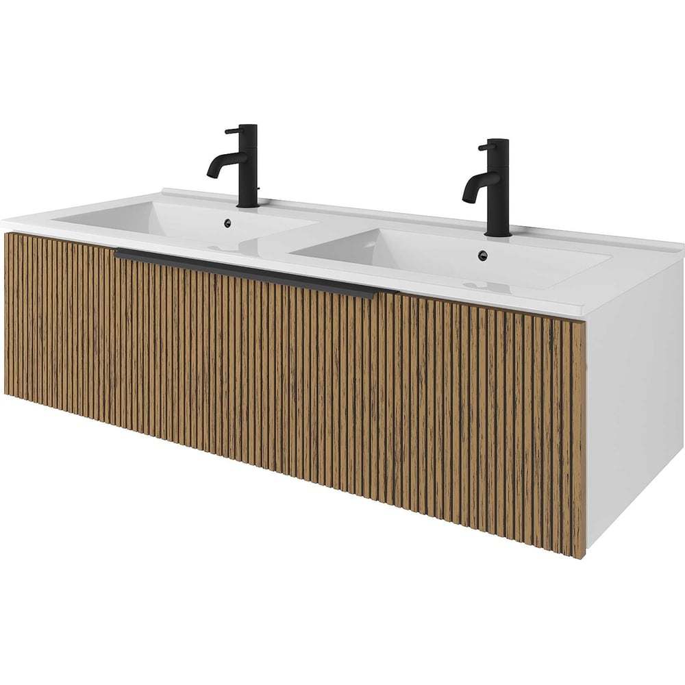 Тумба с раковиной ЗОВ Кито 120, Белый-Тростник K120BT+NS2001-120