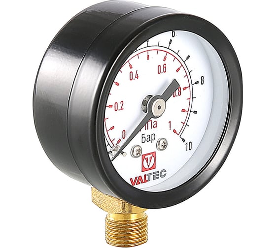 Изображение товара Манометр-индикатор с нижним радиальным подключением Valtec; 40мм; 0-4 бар; 1/8 VT.TM40.DF.01