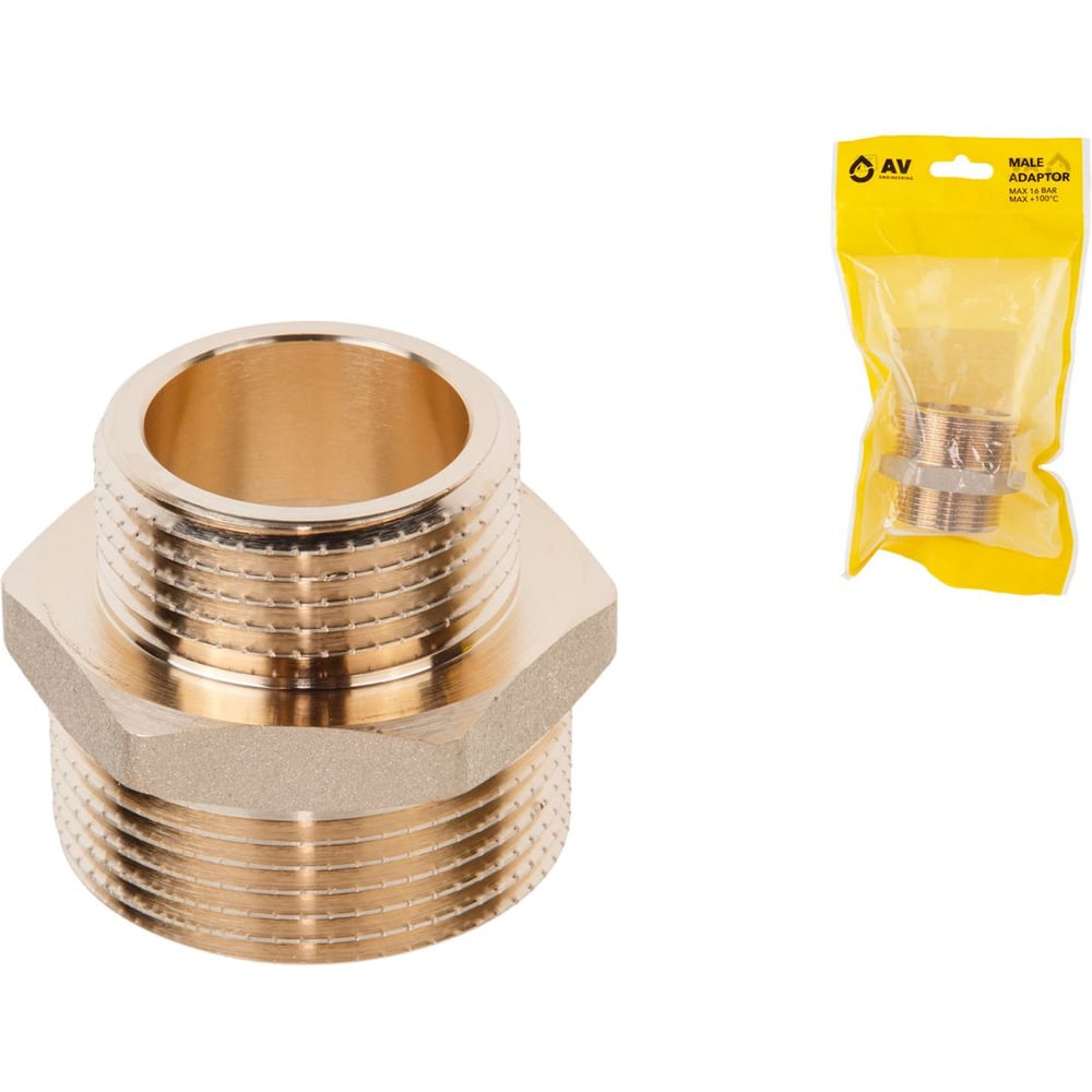 Изображение товара Ниппель латунный редукционный наружная-наружная AV Engineering 1 1/4"х1" AVE303019 ЦЗ-1314528060