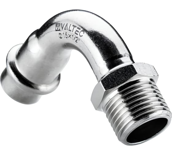 Изображение товара Отвод 90 с переходом на нар. р. Valtec, нерж. сталь 18х1/2 VTi.957.I.001804